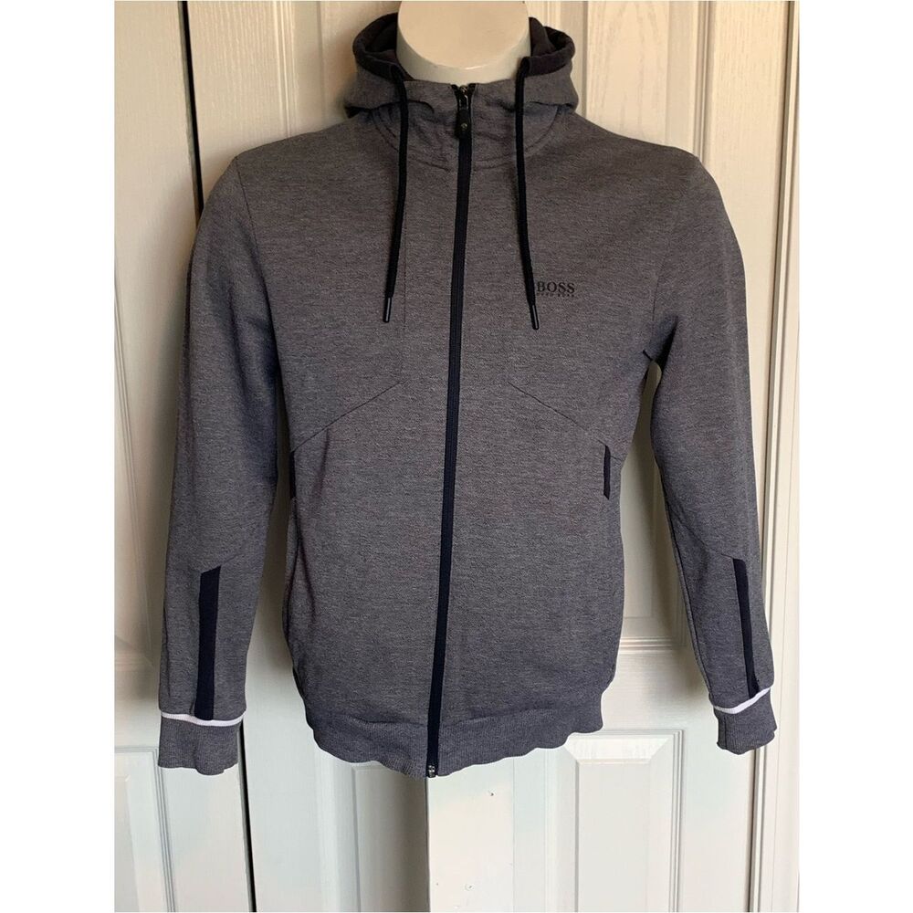BOSS Heather Gray Full-Zip Hooded Sweatshirt